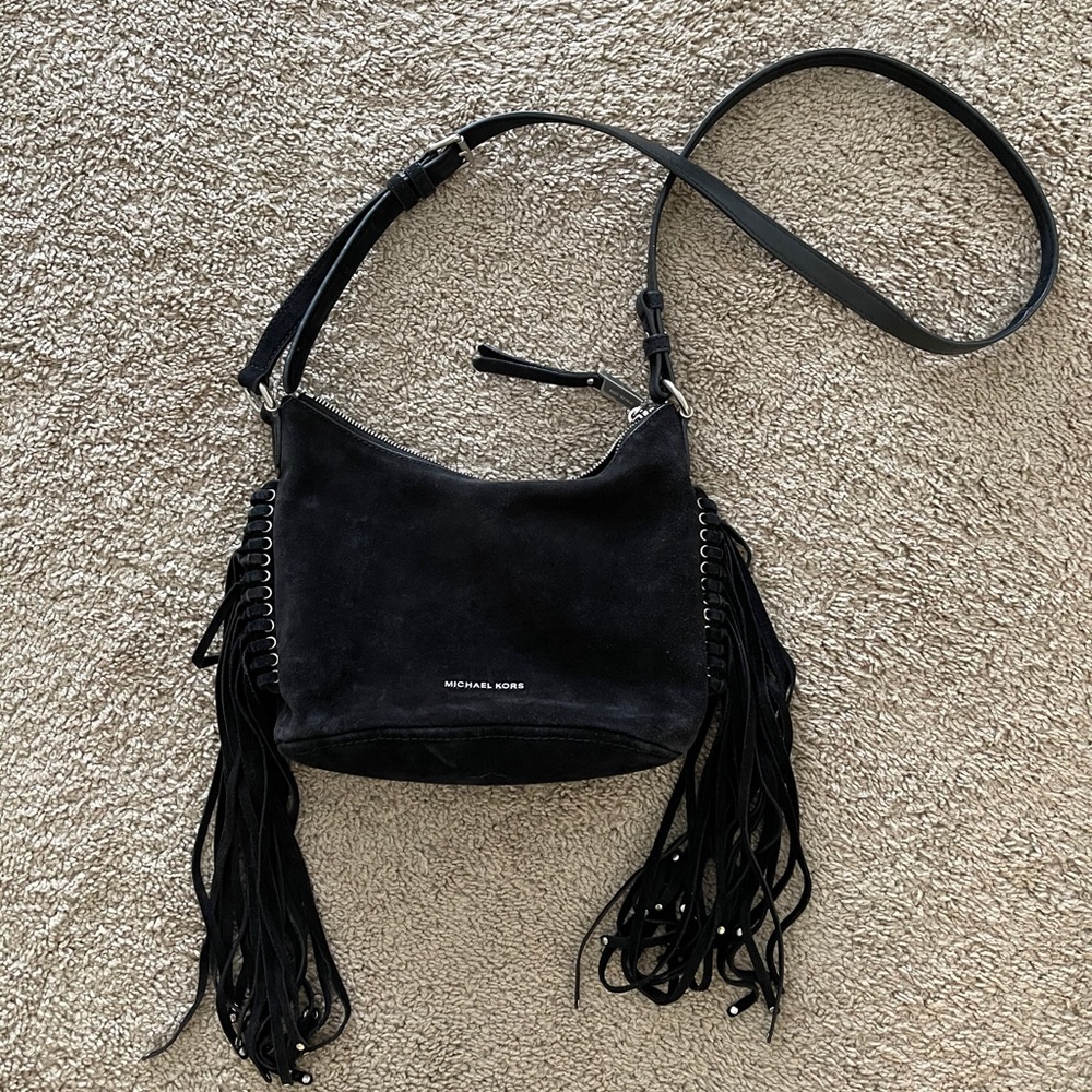 Michael Kors black tassel cross body purse
